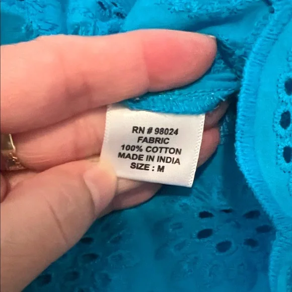 # 0891+ Women's Blue Eyelet Top - Picture 5 of 10